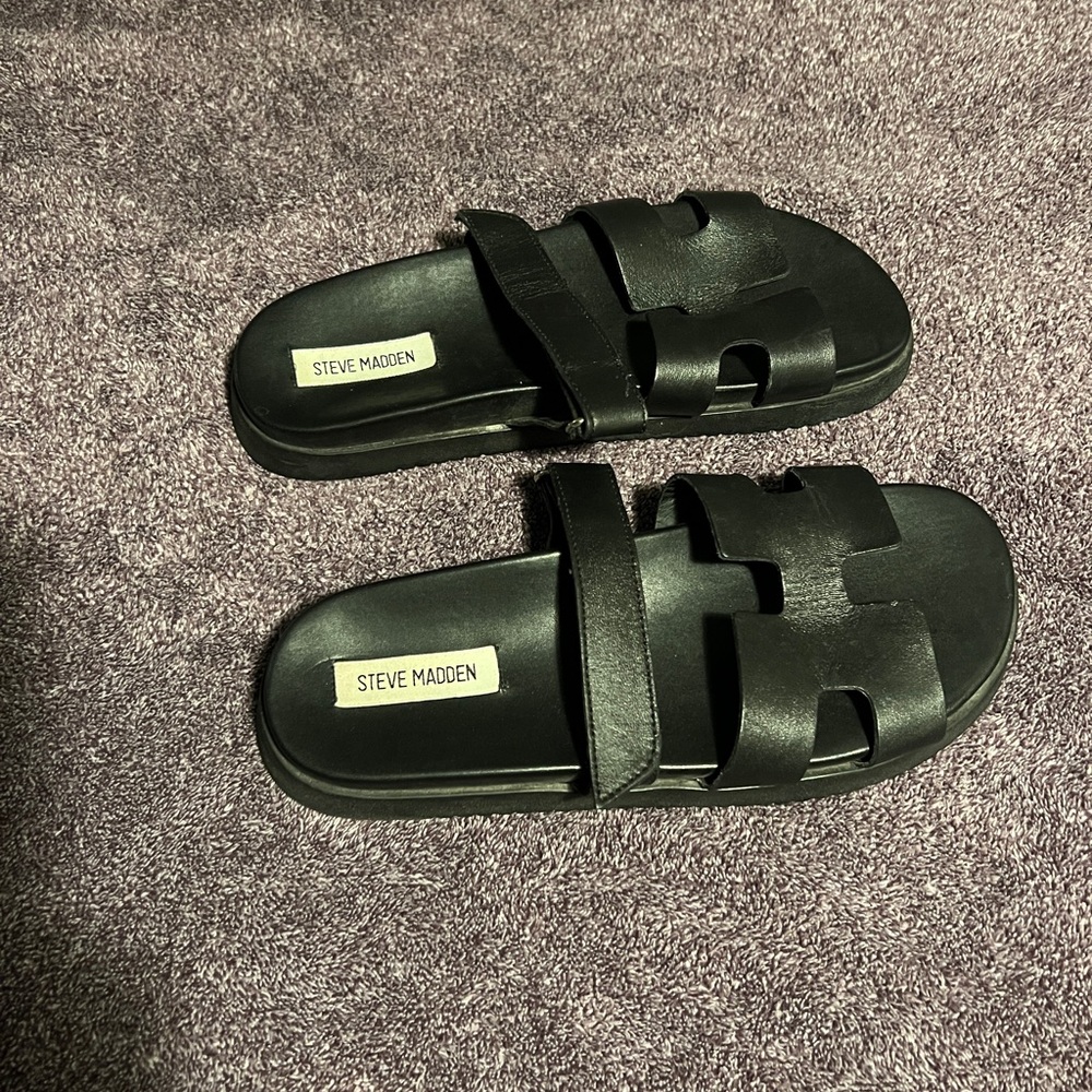 Steve Madden MAYVEN BLACK LEATHER SANDLES